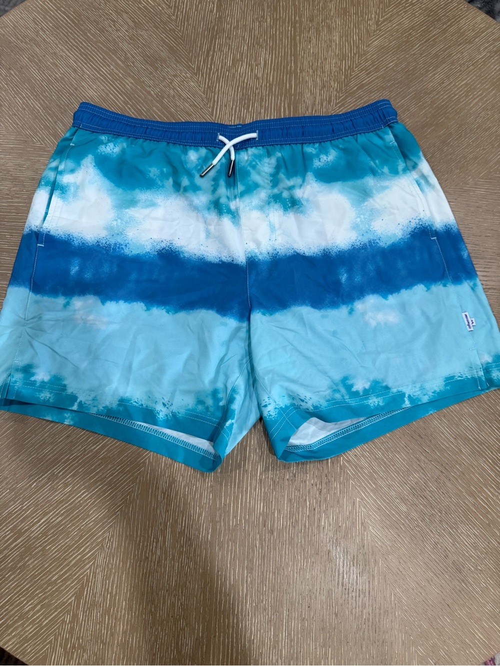MaaMgic Men's XL Blue Tie-Dye Swim Trunks lined Lightweight Beach